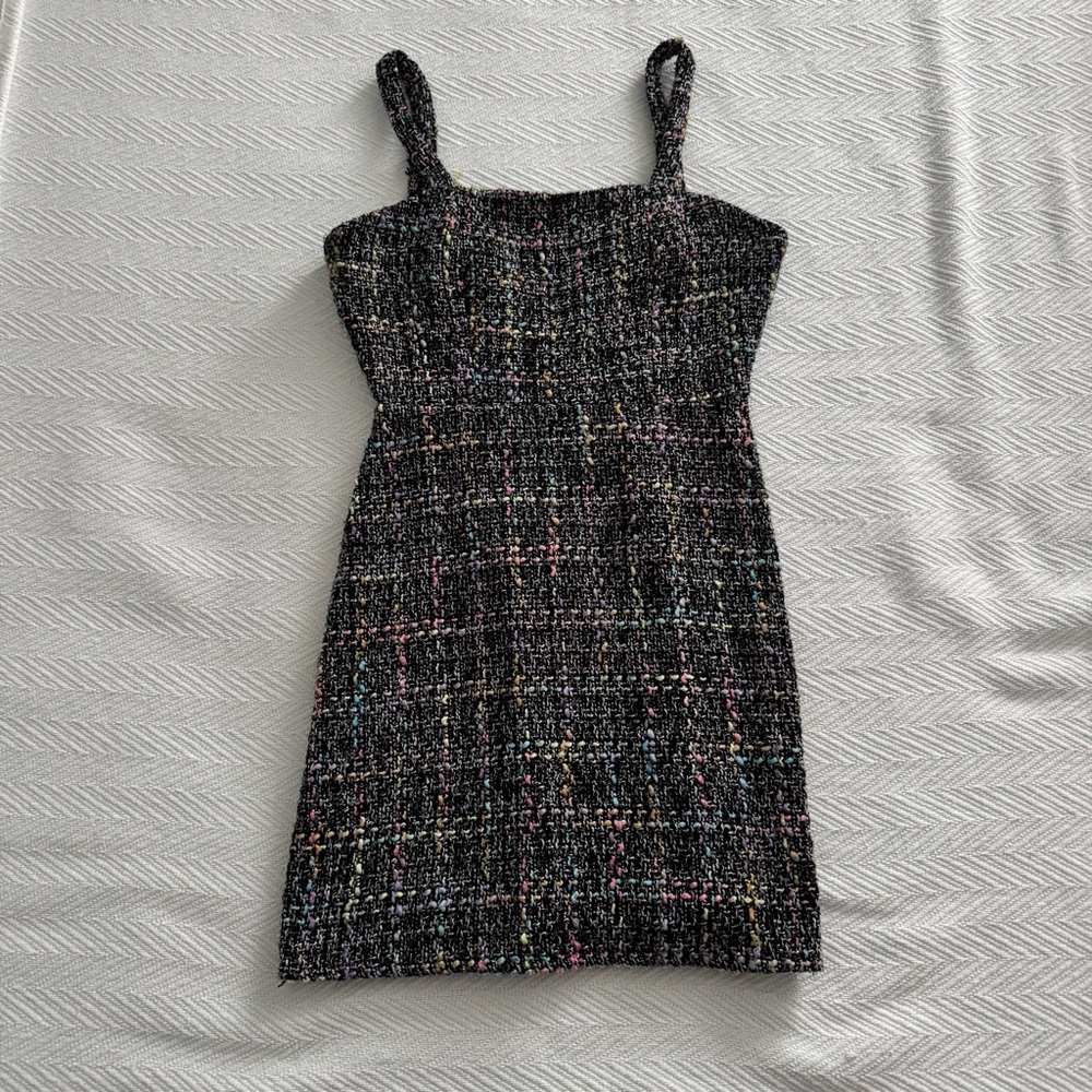 Primark Black Multicolor Tweed Mini Dress